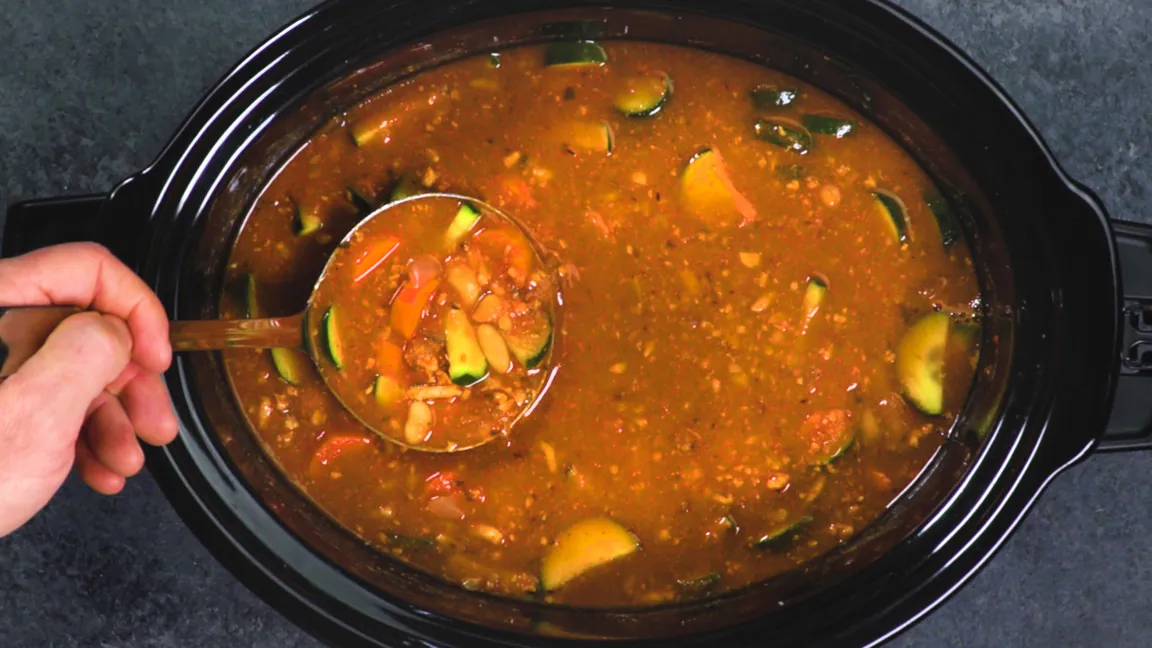 Zucchini and turkey soup in a slow cooker