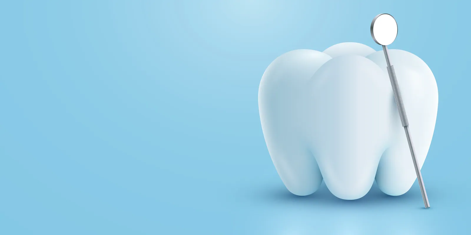 Tooth model with a dental mirror